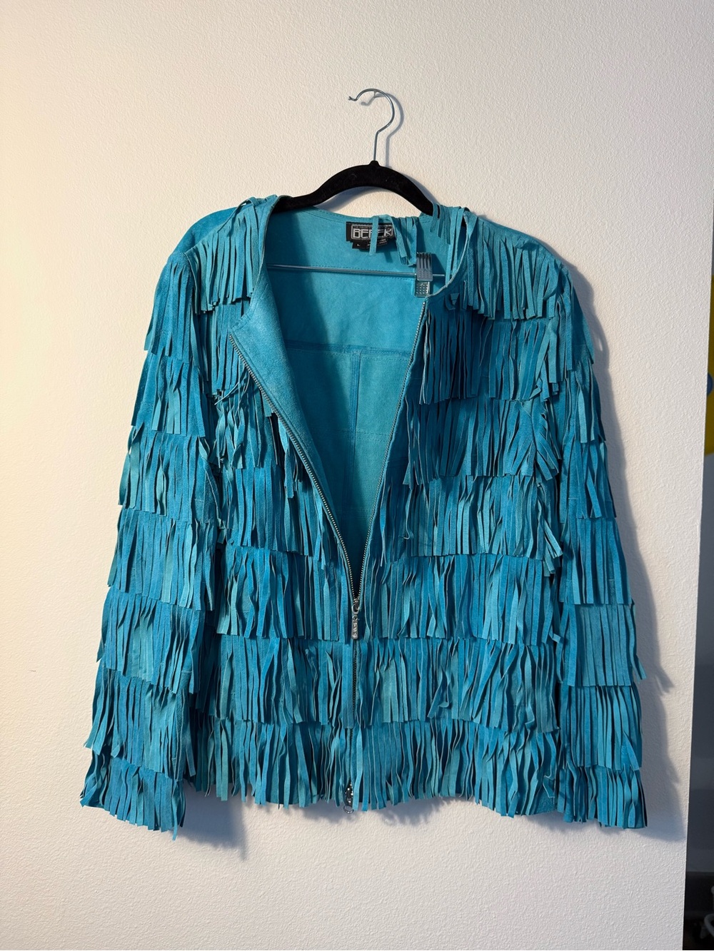 Berek Teal Fringe Zip Jacket